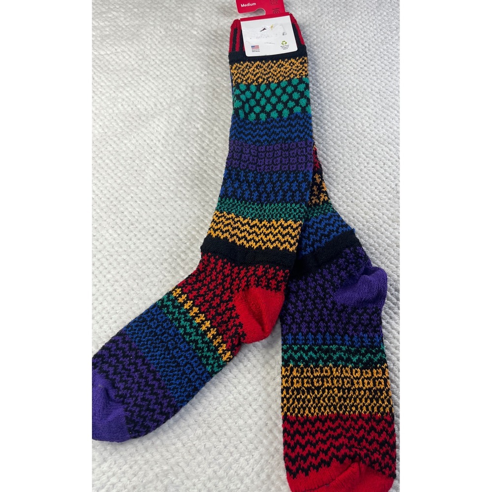 Solmate Socks Gemstone Knee High Recycled Cotton Mismatched Socks Medium NEW